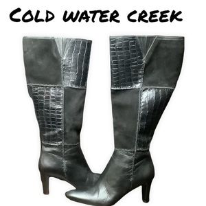 COLDWATER CREEK TALL BLACK HEELED BOOTS